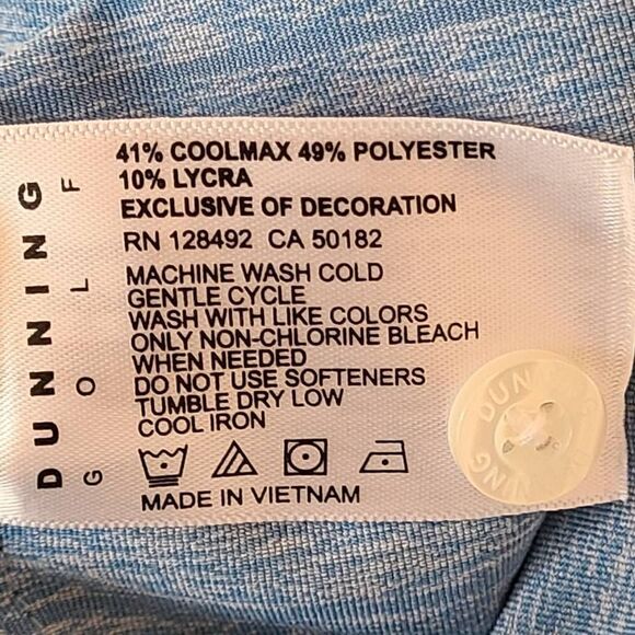 Dunning Golf Mens Light Blue Coolmax Polo Shirt Size Large - Picture 11 of 13